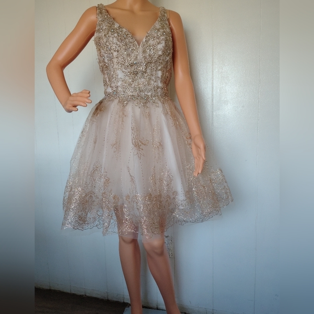Dancing Queen Elegant Gold Embellished Women's Dress Size XL